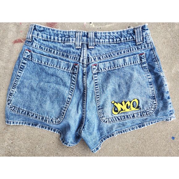 JNCO Pants - Vintage 90s JNCO Girlies Denim Shorts Y2K Made USA Graffiti Waist Festival W32